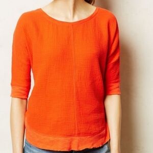 Anthropologie Orange Postmark top xs